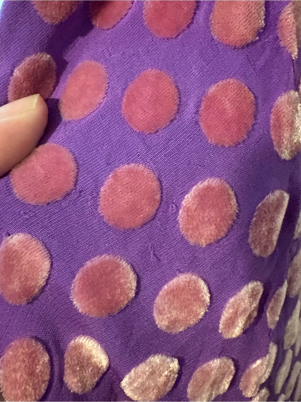 Vintage 90s Betsey Johnson purple and pink velvet polka dot slip dress - Picture 8 of 8